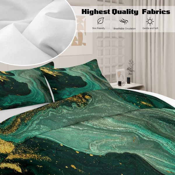 Sleepwish 3 Piece Full Size Comforter Set Olive Green Rendering Marble Printed Bedding Set