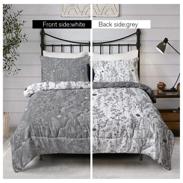 Sleepwish 3 Pieces Ultra Soft Comforter Set Microfiber Full Size,Gray