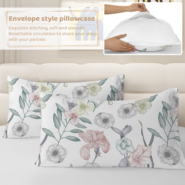Sleepwish 3 Pieces Colorful Floral Duvet Cover Set Twin for Kids Soft Pink Little Flower Bedding Set