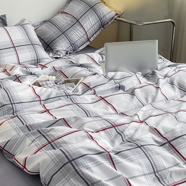 Sleepwish 3 Pieces Blue Geometric Stripes Duvet Cover Set Queen for Teens Soft Bedding Set