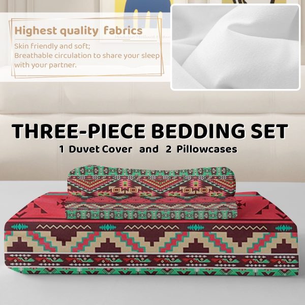 Sleepwish 3 Pieces Bohemian Pattern Bedding Duvet Cover Set Full for Kids Green Bedroom Decor
