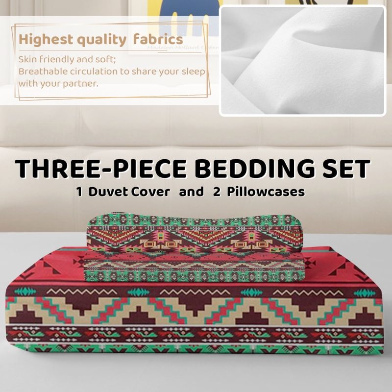 Sleepwish 3 Pieces Bohemian Pattern Bedding Duvet Cover Set Full for Kids Green Bedroom Decor - Image 14