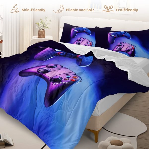 Sleepwish 3 Pieces Gaming Comforter Set for Boys King Bedding Set for Kids Adults Down Alternative