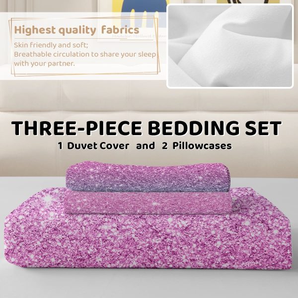 Sleepwish 3pcs Purple and Turquoise Duvet Cover Set Twin for Girls Teal Mermaid Bedding Set
