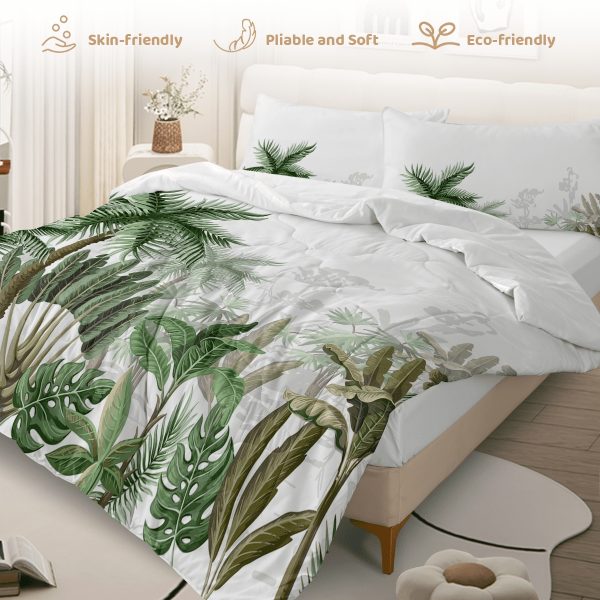 Sleepwish 3 Pieces Coconut Tree Comforter Set Full for Kids Banana Tree Bedding Set Down Alternative