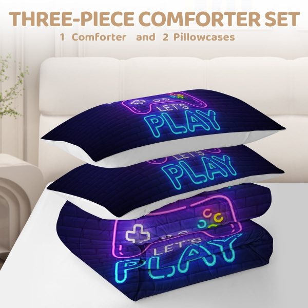Sleepwish Gamer Comforter Sets for Boys Queen Size, Gamer Gamepad Bedding Sets for Boys