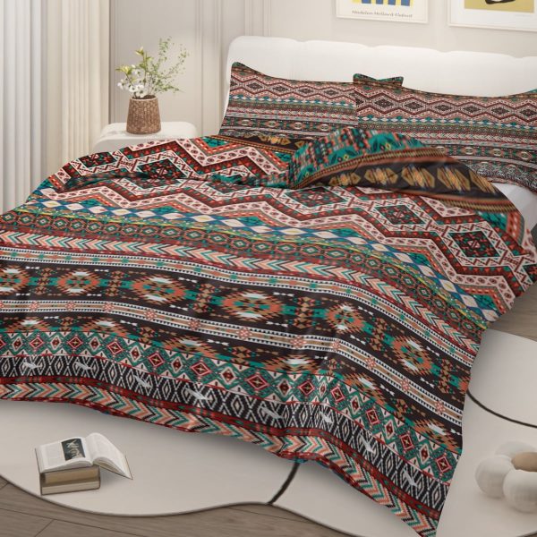 Sleepwish 3 Pieces Bohemian Pattern Bedding Duvet Cover Set Full for Kids Green Bedroom Decor