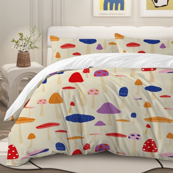 Sleepwish Full Mushroom Comforter Set 3Pcs for Kids Girls Microfiber Brown Bedding Set