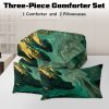 Sleepwish 3 Piece Full Size Comforter Set Olive Green Rendering Marble Printed Bedding Set - Image 3