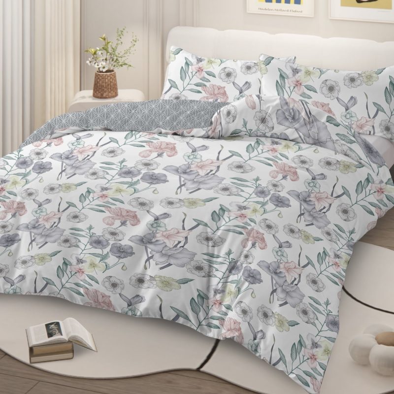 Sleepwish 3 Pieces Colorful Floral Duvet Cover Set Twin for Kids Soft Pink Little Flower Bedding Set - Image 3