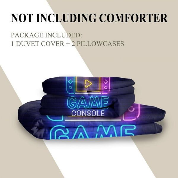 Sleepwish 3pcs Gamer Duvet Cover Set Twin Size Gaming Bedding Set for Boys