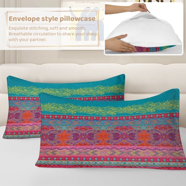 Sleepwish 3 Pieces Bohemian Pattern Bedding Duvet Cover Set Full for Kids Green Bedroom Decor