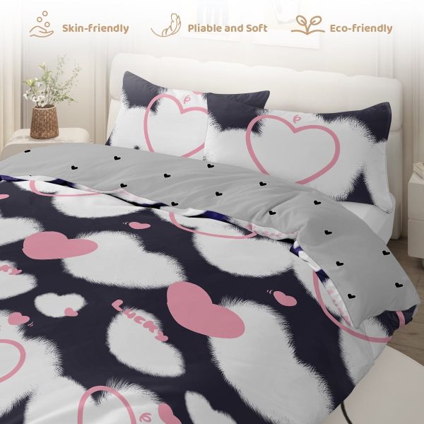 Arightex 3 Pieces Purple Flowers Printed Bedding Duvet Cover Set King for Adults Girls Bedroom Decor