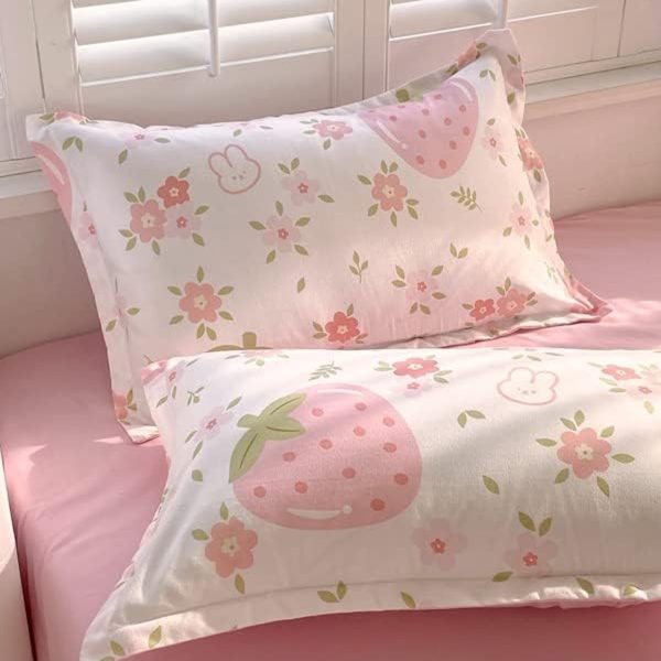 Sleepwish 3 Pieces Colorful Flowers Duvet Cover Set Queen for Teens Soft Bedding Set Pink Green