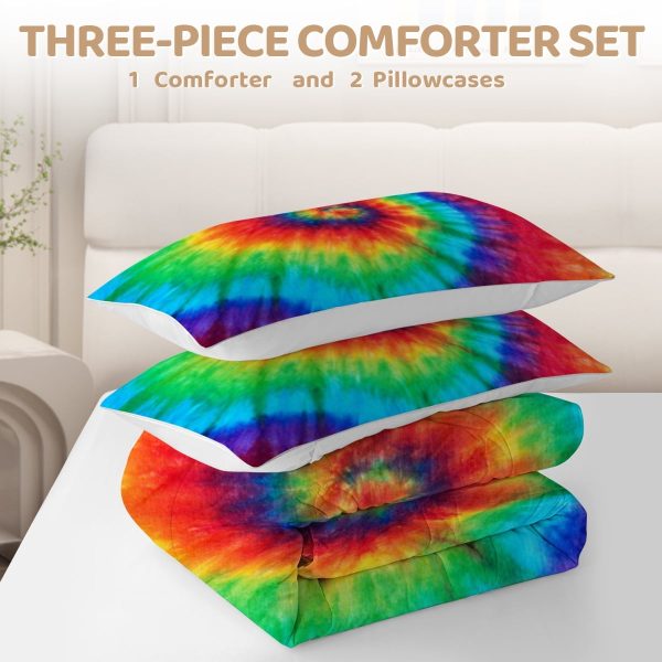 Sleepwish 3 Pieces Rainbow Comforter Set Full for Girls Pink Bedding Set for Kids Down Alternative