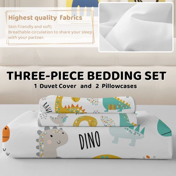 Sleepwish 3 Pieces Dinosaur Printed Bedding Duvet Cover Set King for Adults Kids Bedroom Decor