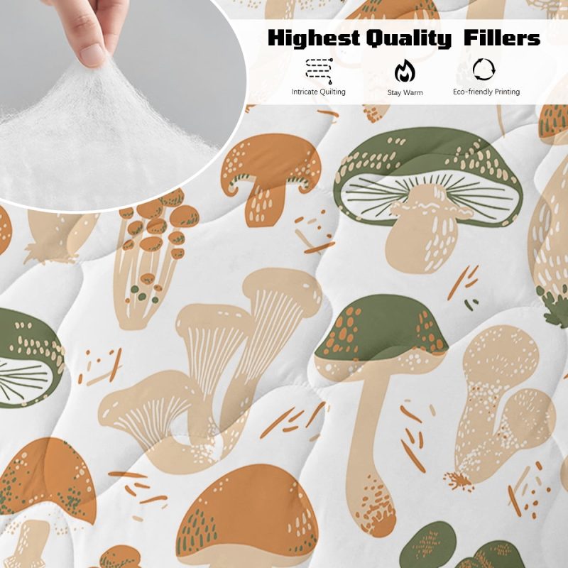Sleepwish Full Mushroom Comforter Set 3Pcs for Kids Girls Microfiber Brown Bedding Set - Image 6