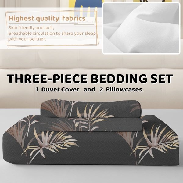 Sleepwish 3 Pieces Retro Stripe Duvet Cover Set Full for Kids Soft Classical Black Grey Bedding Set