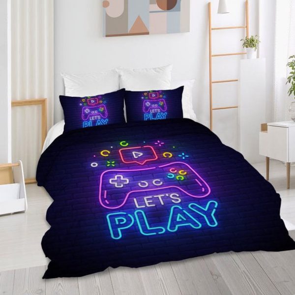 Sleepwish 3pcs Gamer Duvet Cover Set Twin Size Gaming Bedding Set for Boys