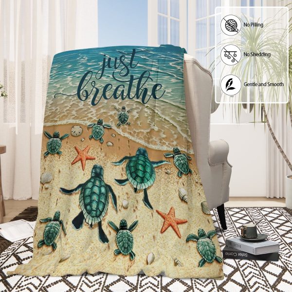Sleepwish Flannel Fleece Blanket Super Soft Sea Turtle Throw Blanket for Bed Couch Chair, 50x60"