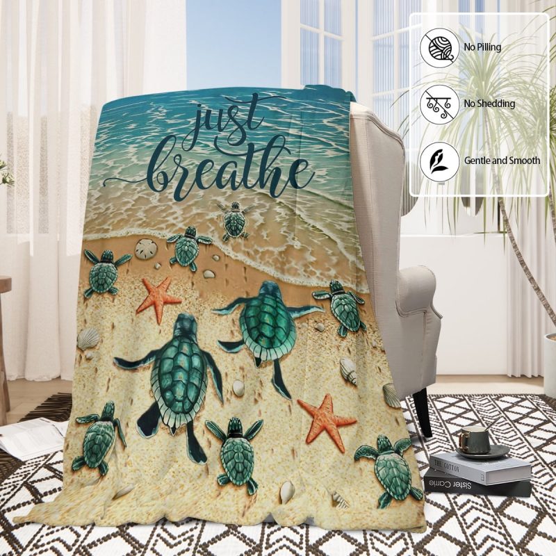 Sleepwish Flannel Fleece Blanket Super Soft Sea Turtle Throw Blanket for Bed Couch Chair, 50x60" - Image 4