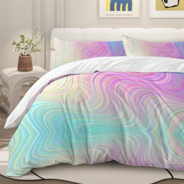 Sleepwish Colorful Duvet Cover Twin Bed Set for Girls 3Pcs Marble Gradient Printed Bedding Sets for Teens Adults
