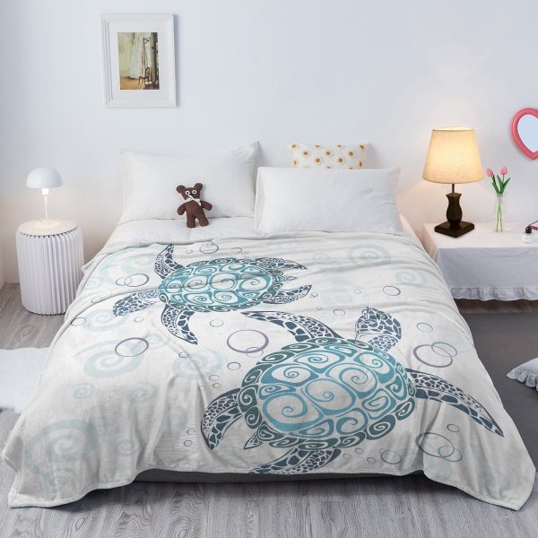 Sleepwish Flannel Fleece Blanket Super Soft Sea Turtle Throw Blanket for Bed Couch Chair, 50x60"