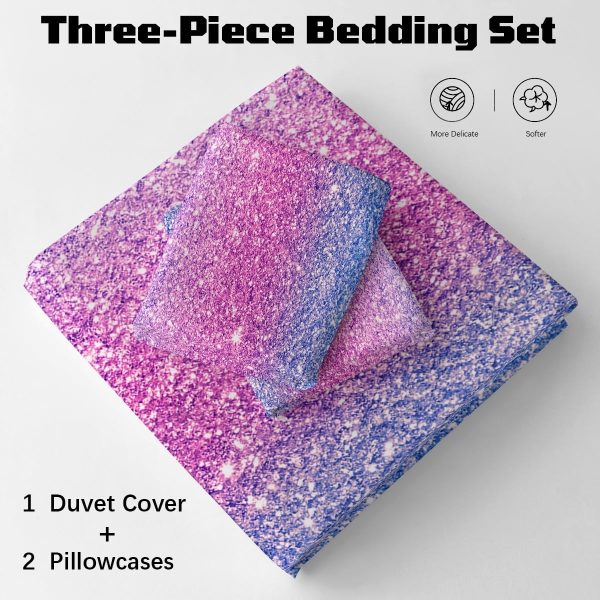Sleepwish Colorful Duvet Cover Twin Bed Set for Girls 3Pcs Marble Gradient Printed Bedding Sets for Teens Adults
