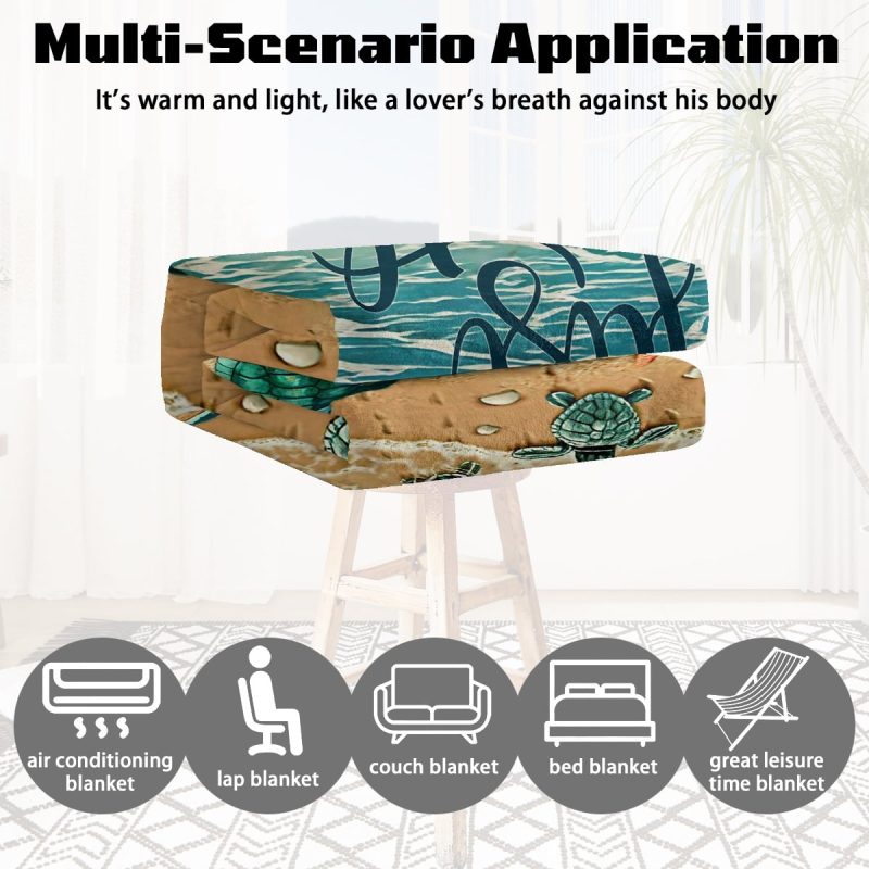 Sleepwish Flannel Fleece Blanket Super Soft Sea Turtle Throw Blanket for Bed Couch Chair, 50x60" - Image 3