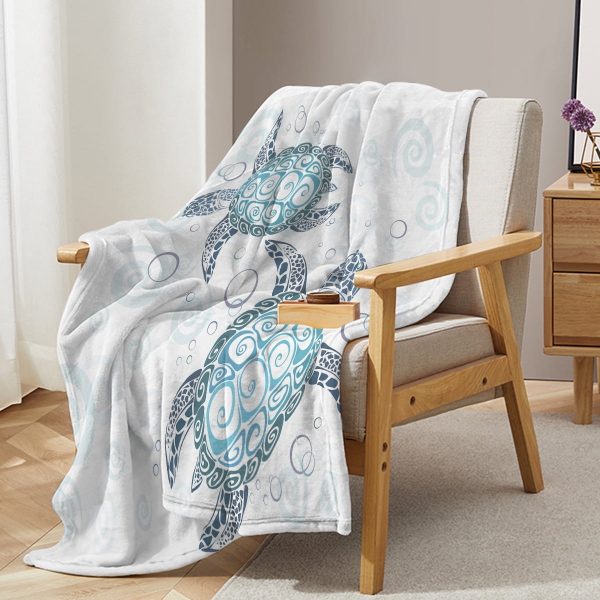 Sleepwish Flannel Fleece Blanket Super Soft Sea Turtle Throw Blanket for Bed Couch Chair, 50x60"