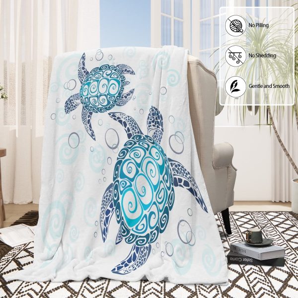 Sleepwish Flannel Fleece Blanket Super Soft Sea Turtle Throw Blanket for Bed Couch Chair, 50x60"