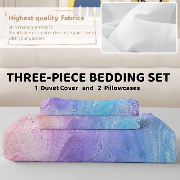 Sleepwish Colorful Duvet Cover Twin Bed Set for Girls 3Pcs Marble Gradient Printed Bedding Sets for Teens Adults