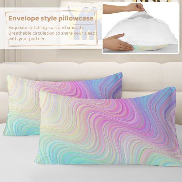 Sleepwish Colorful Duvet Cover Twin Bed Set for Girls 3Pcs Marble Gradient Printed Bedding Sets for Teens Adults