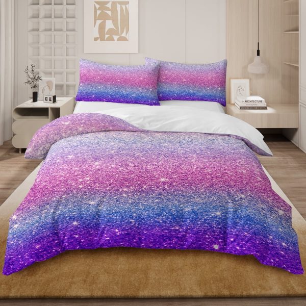 Sleepwish Colorful Duvet Cover Twin Bed Set for Girls 3Pcs Marble Gradient Printed Bedding Sets for Teens Adults
