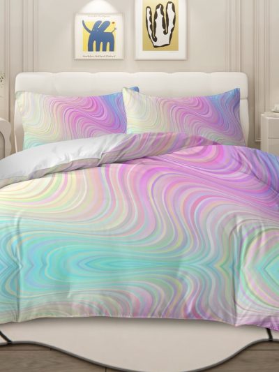 Sleepwish Colorful Duvet Cover Twin Bed Set for Girls 3Pcs Marble Gradient Printed Bedding Sets for Teens Adults