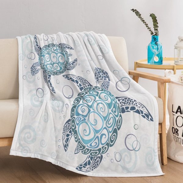Sleepwish Flannel Fleece Blanket Super Soft Sea Turtle Throw Blanket for Bed Couch Chair, 50x60"