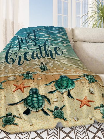 Sleepwish Flannel Fleece Blanket Super Soft Sea Turtle Throw Blanket for Bed Couch Chair, 50x60"