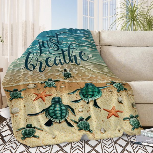 Sleepwish Flannel Fleece Blanket Super Soft Sea Turtle Throw Blanket for Bed Couch Chair, 50x60"