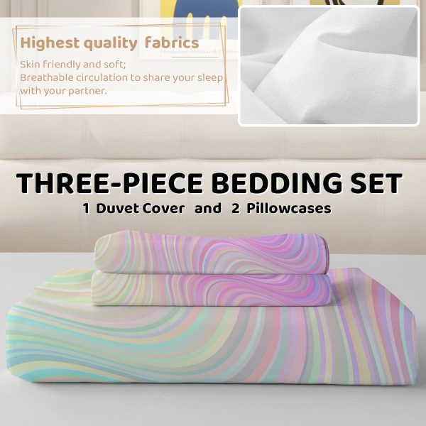 Sleepwish Colorful Duvet Cover Twin Bed Set for Girls 3Pcs Marble Gradient Printed Bedding Sets for Teens Adults