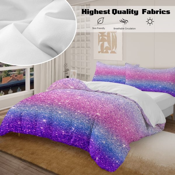 Sleepwish Colorful Duvet Cover Twin Bed Set for Girls 3Pcs Marble Gradient Printed Bedding Sets for Teens Adults