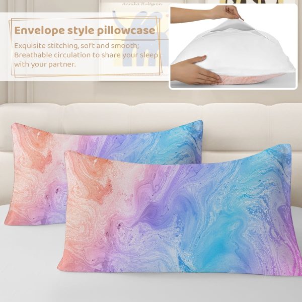 Sleepwish Colorful Duvet Cover Twin Bed Set for Girls 3Pcs Marble Gradient Printed Bedding Sets for Teens Adults