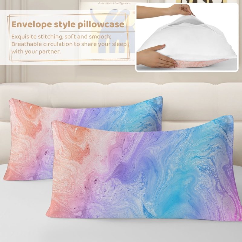 Sleepwish Colorful Duvet Cover Twin Bed Set for Girls 3Pcs Marble Gradient Printed Bedding Sets for Teens Adults - Image 20