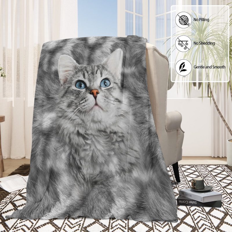 Sleepwish Flannel Fleece Blanket Cat Printed Kitty Throw Blanket for Bed Couch Chair, 50x60" - Image 22