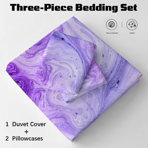 Sleepwish Colorful Duvet Cover Twin Bed Set for Girls 3Pcs Marble Gradient Printed Bedding Sets for Teens Adults