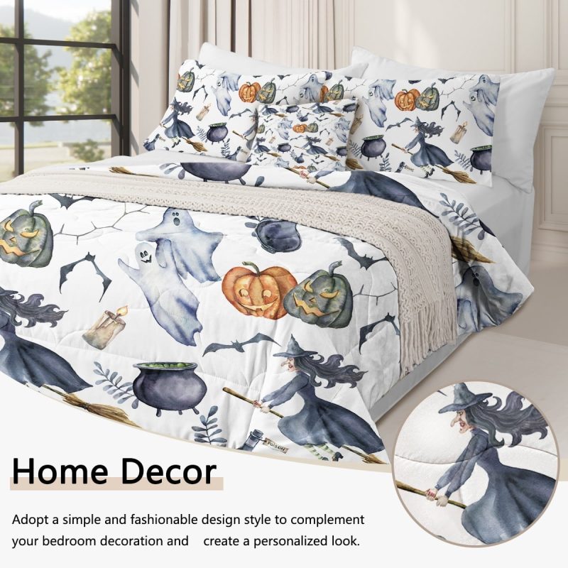 Sleepwish Comforter Set with Sheet 8 Pieces Bed in a Bag Twin Halloween Witch Bedding Set White Bed Set for Kids&Teens - Image 4