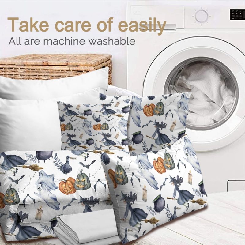 Sleepwish Comforter Set with Sheet 8 Pieces Bed in a Bag Twin Halloween Witch Bedding Set White Bed Set for Kids&Teens - Image 6