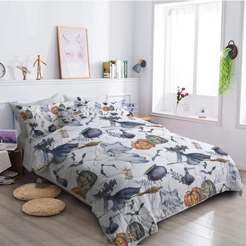 Sleepwish Comforter Set with Sheet 8 Pieces Bed in a Bag Twin Halloween Witch Bedding Set White Bed Set for Kids&Teens - Image 8