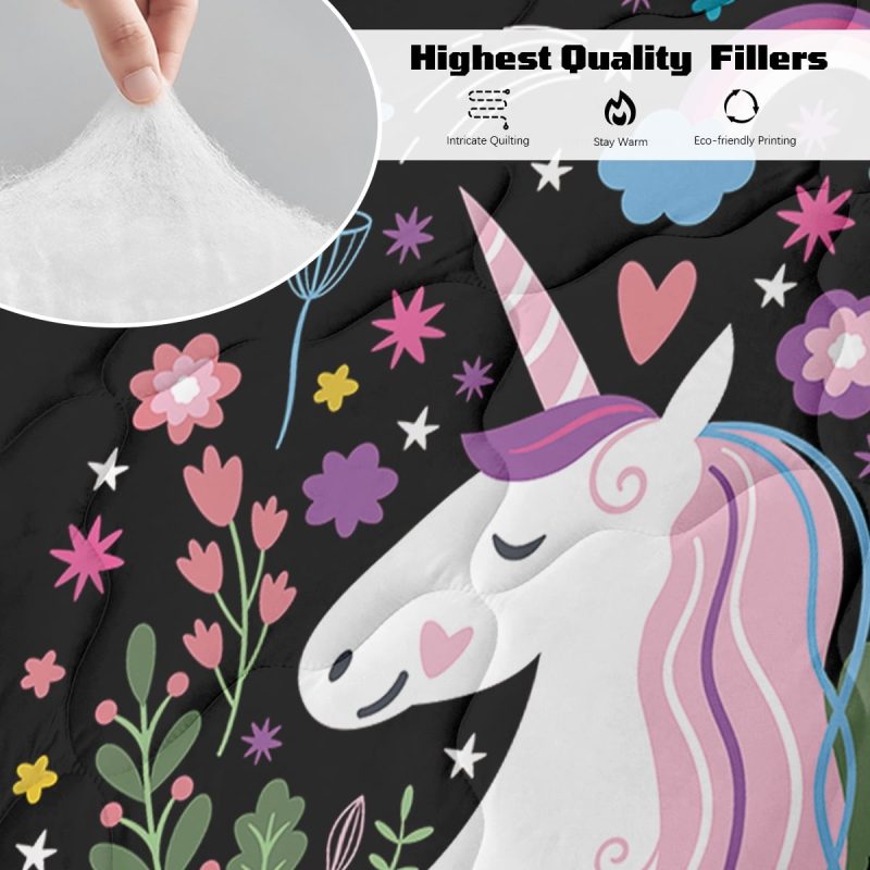 Sleepwish Kids Bedding Set 4 Pieces Super Soft Black Unicorn Twin Comforter Set for Girls - Image 4