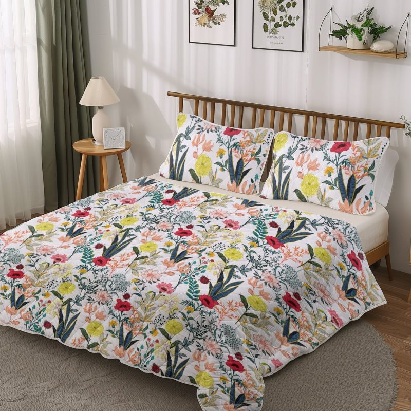 Sleepwish 3 Pieces Quilt Set Full Size, Colorful Pumpkin Fall Leaves Flower Bedding Set Lightweight Bedspreads Bed Cover - Image 4
