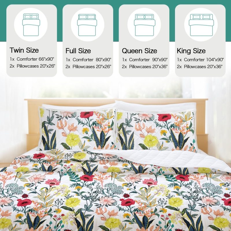 Sleepwish 3 Pieces Quilt Set Full Size, Colorful Pumpkin Fall Leaves Flower Bedding Set Lightweight Bedspreads Bed Cover - Image 6